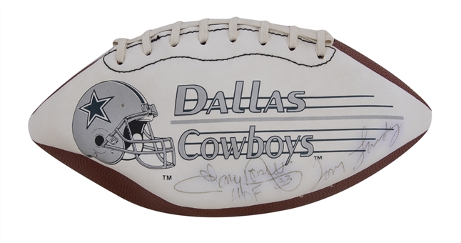 Dallas Cowboys Legends and Stars Multi-Signed Cowboys Football With 4 Signatures Including Tom Landry, Tony Dorsett, and Robert Newhouse (PSA/DNA)